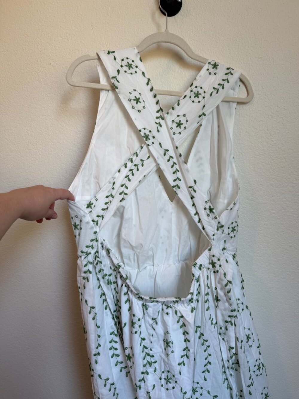 NWT A New Day White Green Embroidered Cotton Maxi Dress XXL Cottagecore - Picture 3 of 7